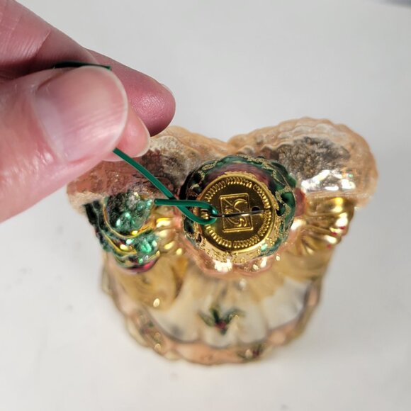 Vintage Hand Blown Glass Ornament Angel w/Christmas Tree with Glitter Accents - Picture 8 of 9